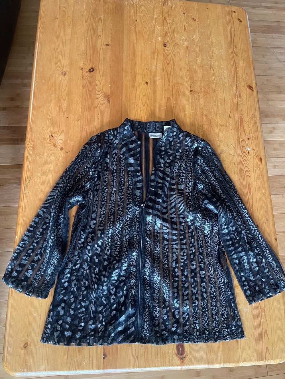 Chico's Easywear Metallic Animal-Print Shell Jacket - Black & Silver